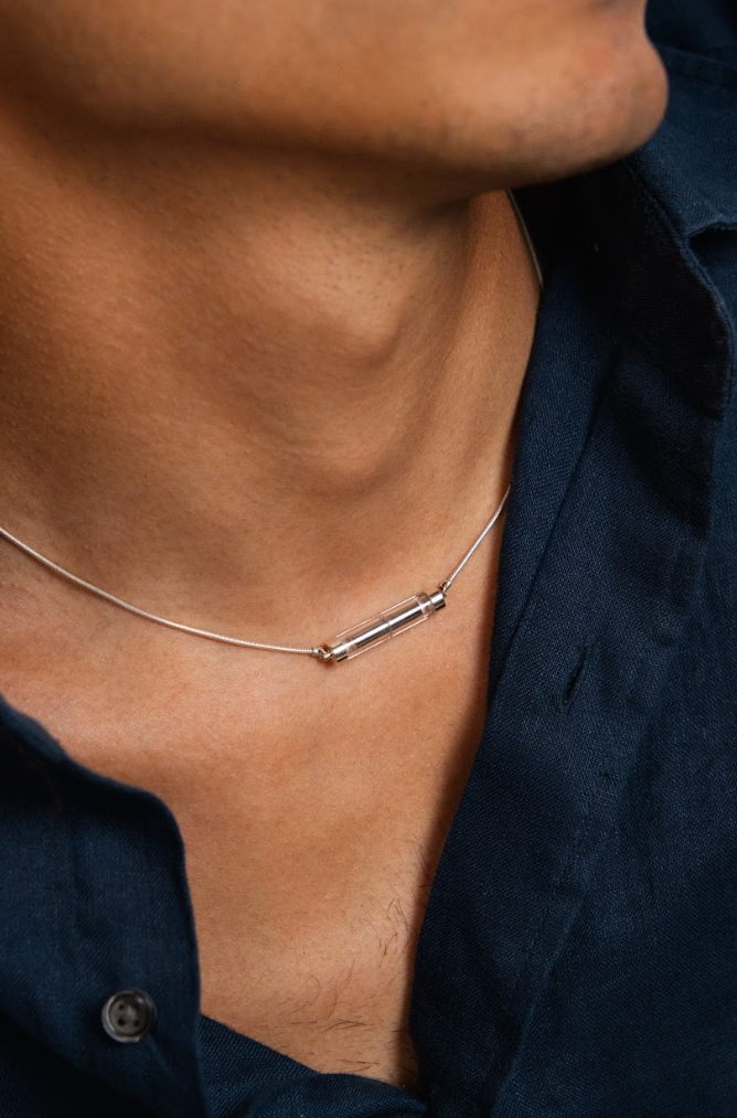 Pendente Aut-Aut, argento sterling 925, capsula in titanio